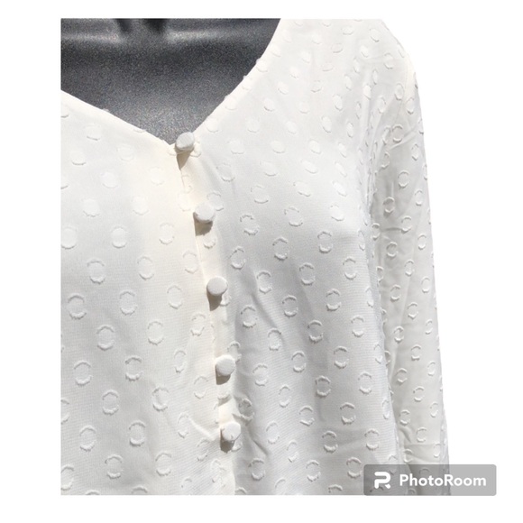 LOFT | clip dot v-neck peasant style blouse in whisper white, medium (maternity) - Picture 2 of 13
